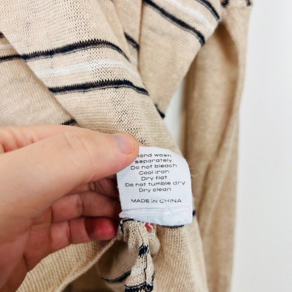 Me+Em Peach Beige Striped Oversized Linen Blend Relaxed Fit Top UK S - Picture 7 of 11